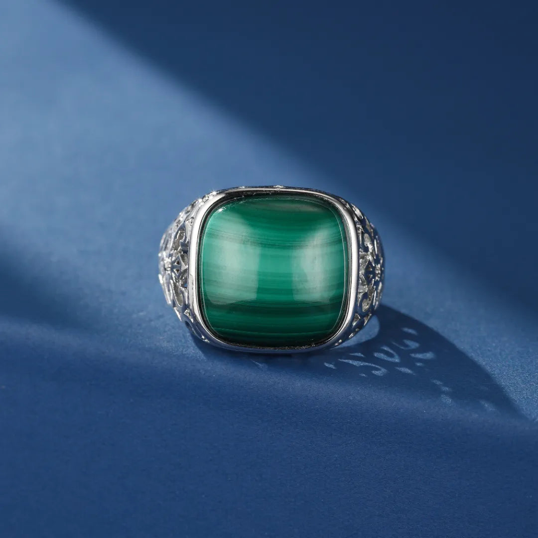 Bague Malachite "Charme Intemporel" Argent