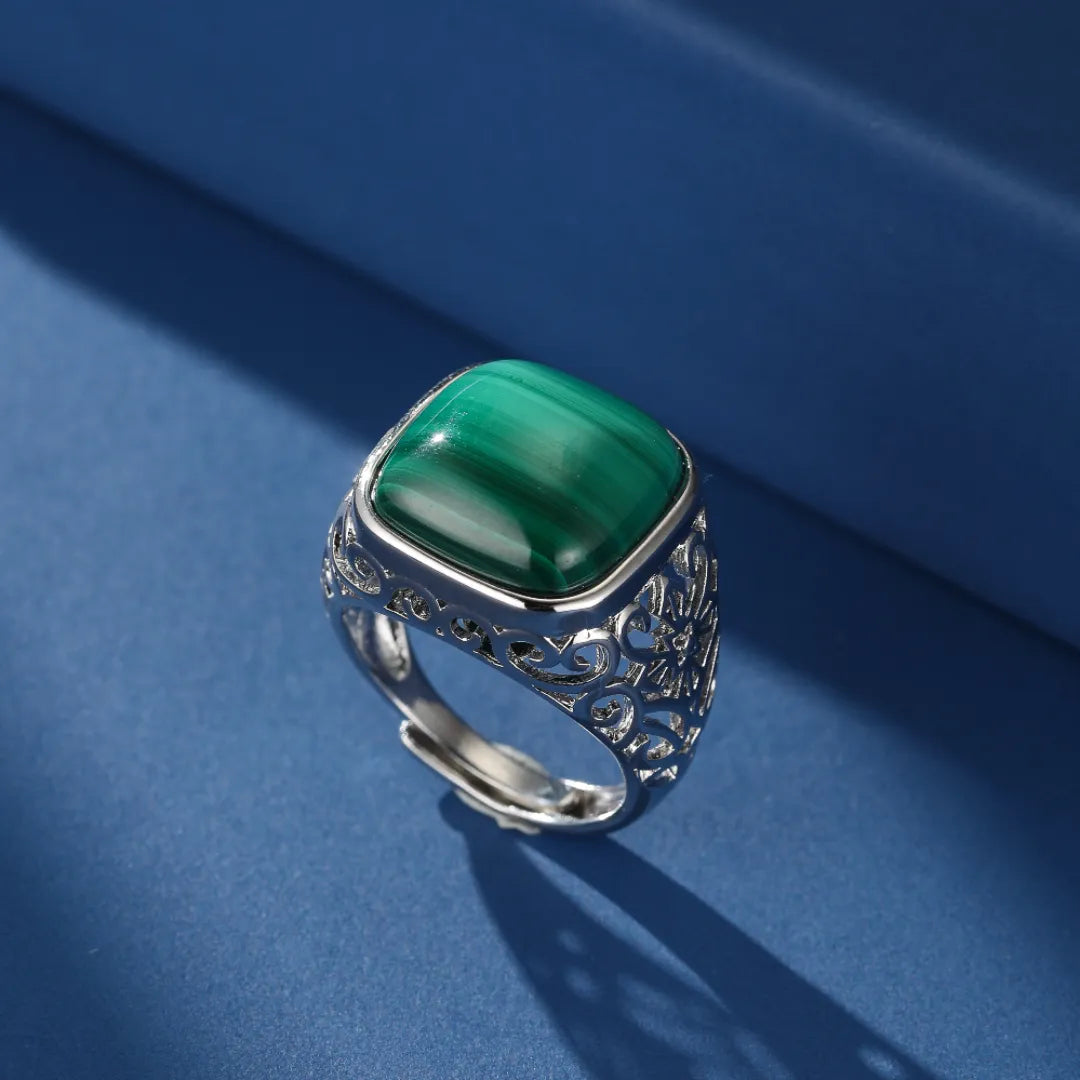Bague Malachite "Charme Intemporel" Argent