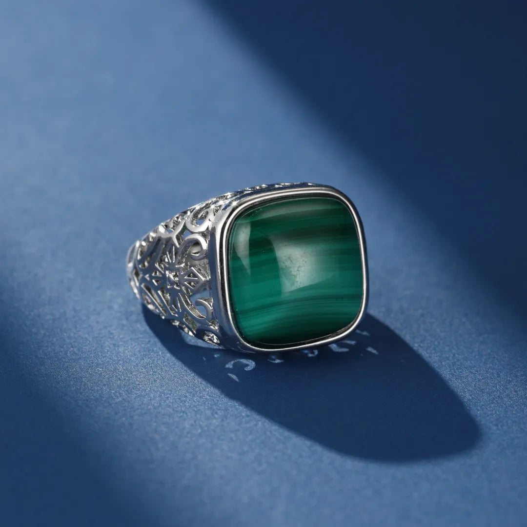 Bague Malachite "Charme Intemporel" Argent