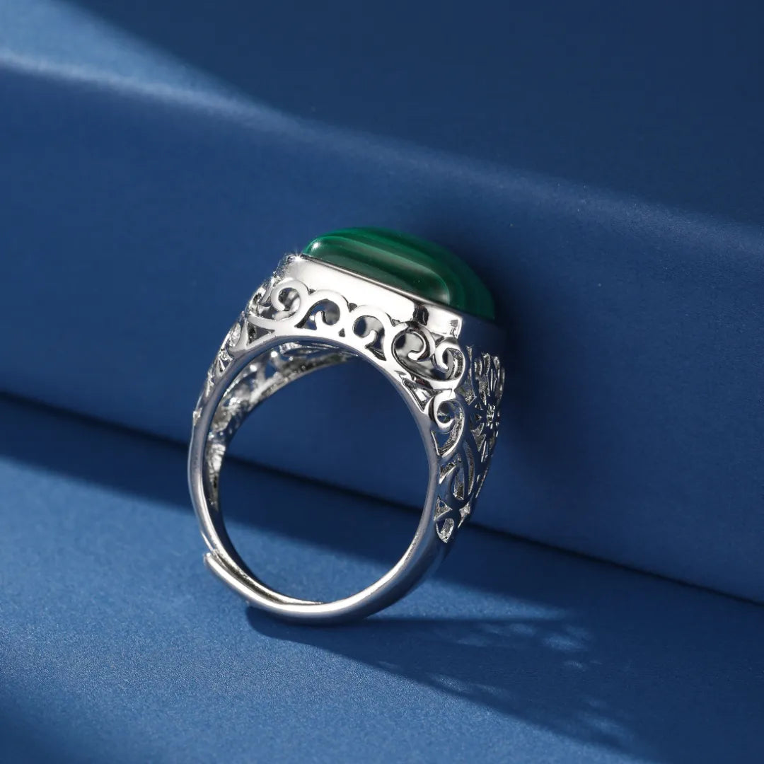 Bague Malachite "Charme Intemporel" Argent