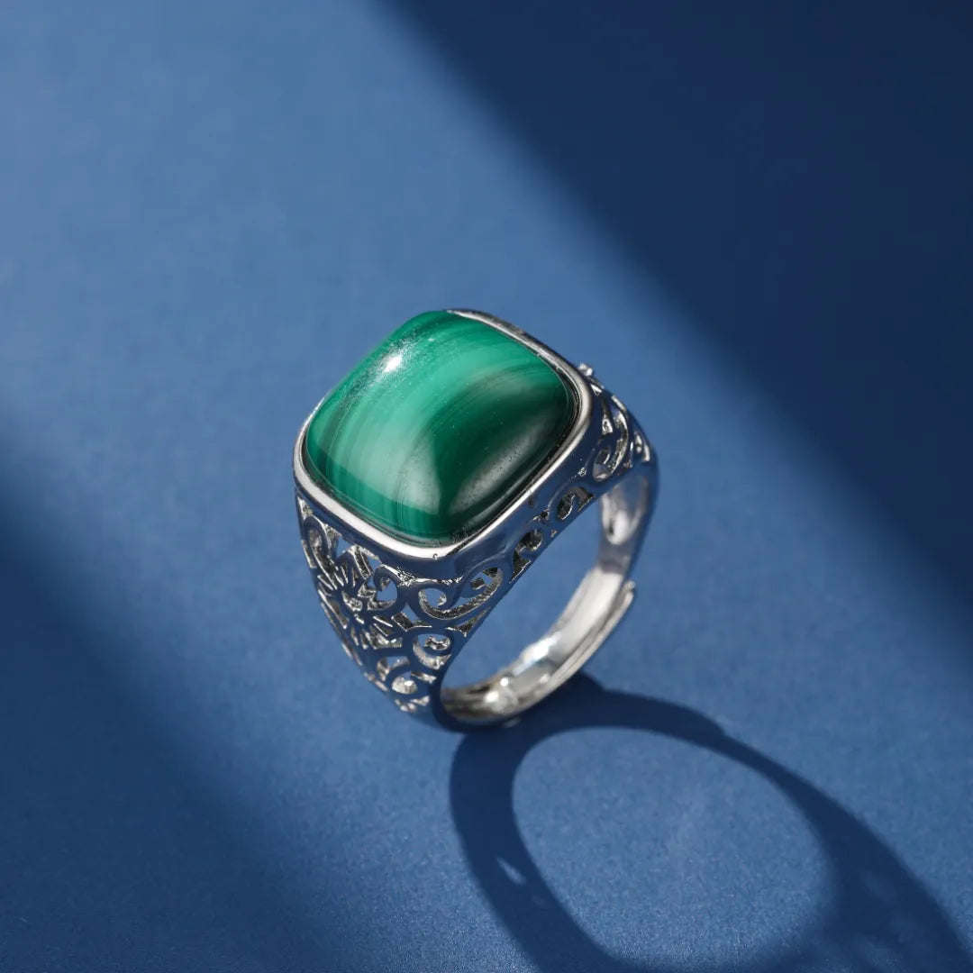 Bague Malachite "Charme Intemporel" Argent
