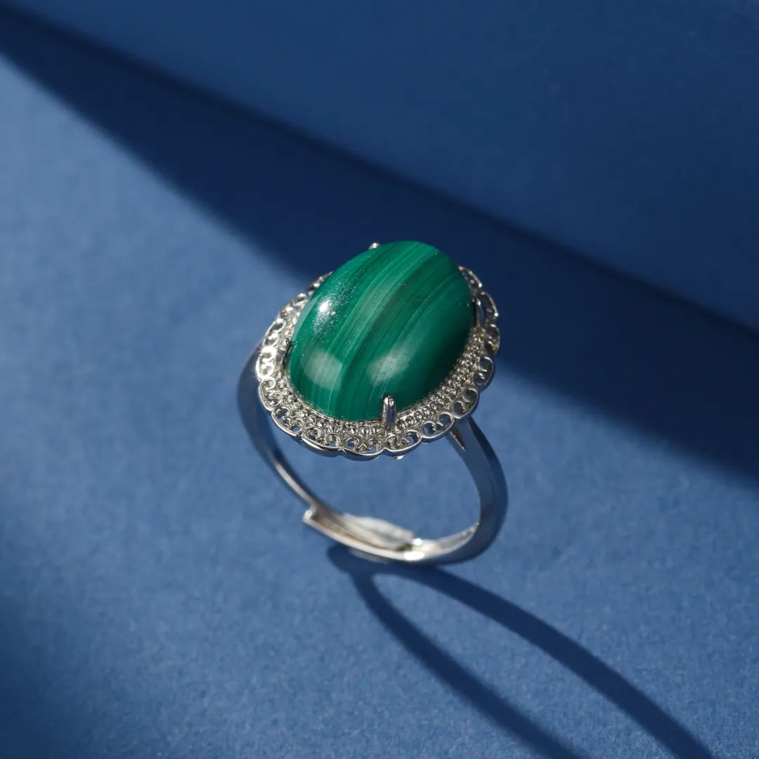 Bague Malachite "Charme Vintage" Argent