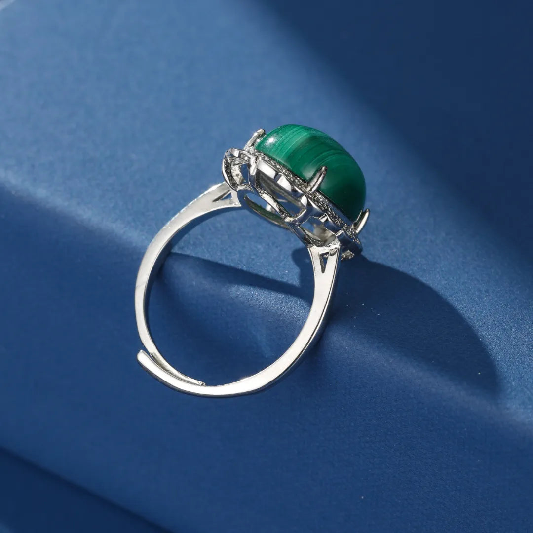 Bague Malachite "Charme Vintage" Argent