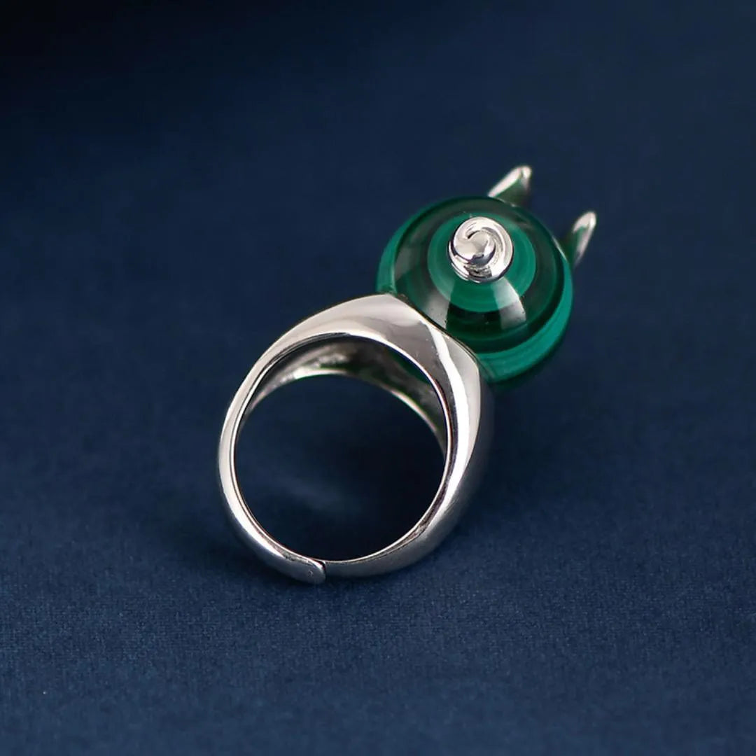 Bague Malachite "Lapin de Chance" Argent
