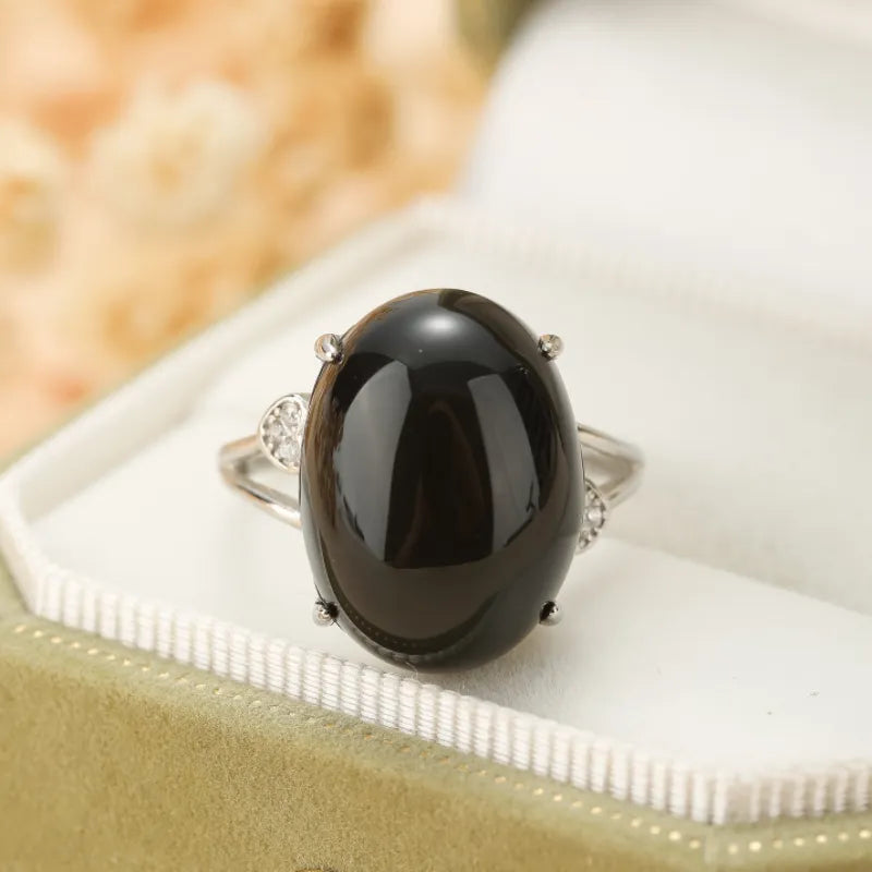 Bague Obsidienne Arc en Ciel "Harmonie Intérieure" Argent