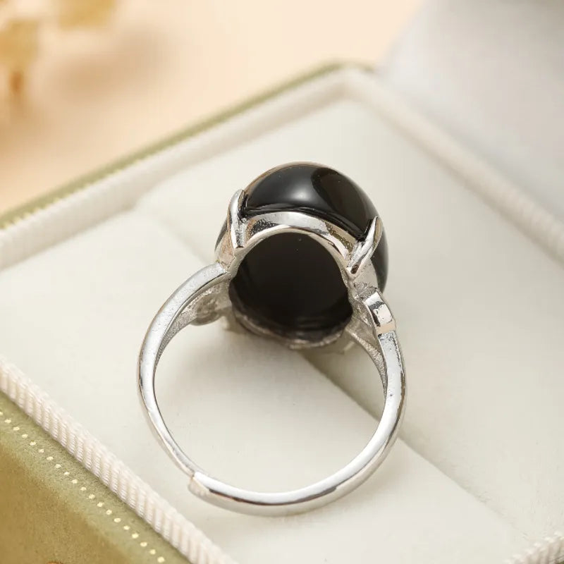 Bague Obsidienne Arc en Ciel "Harmonie Intérieure" Argent