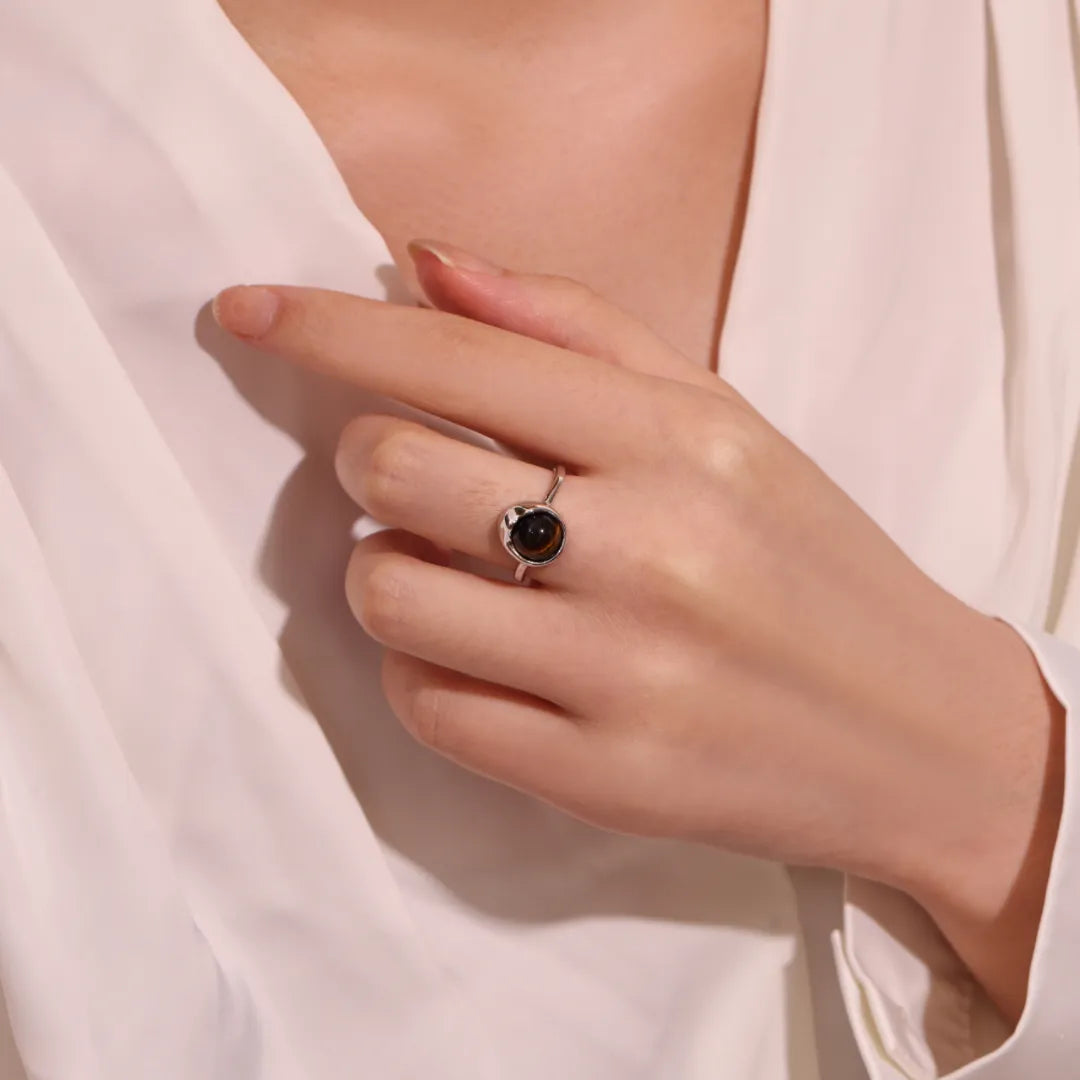 Bague Œil de Tigre "Marron Envoûtant" Argent