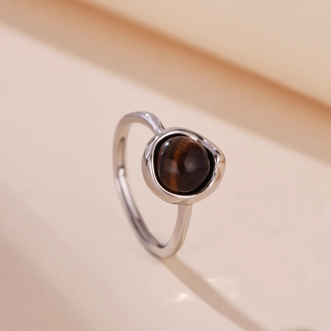 Bague Œil de Tigre "Marron Envoûtant" Argent