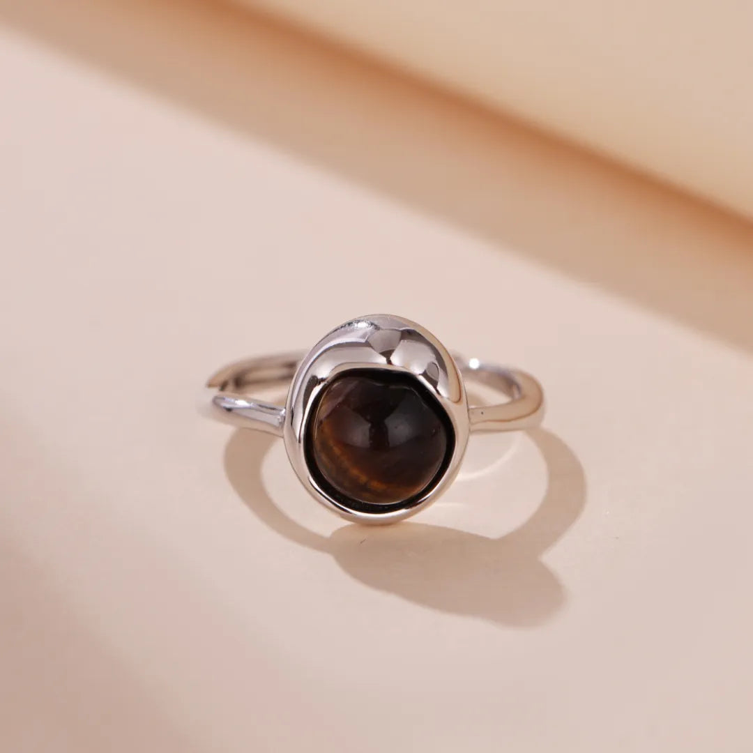 Bague Œil de Tigre "Marron Envoûtant" Argent