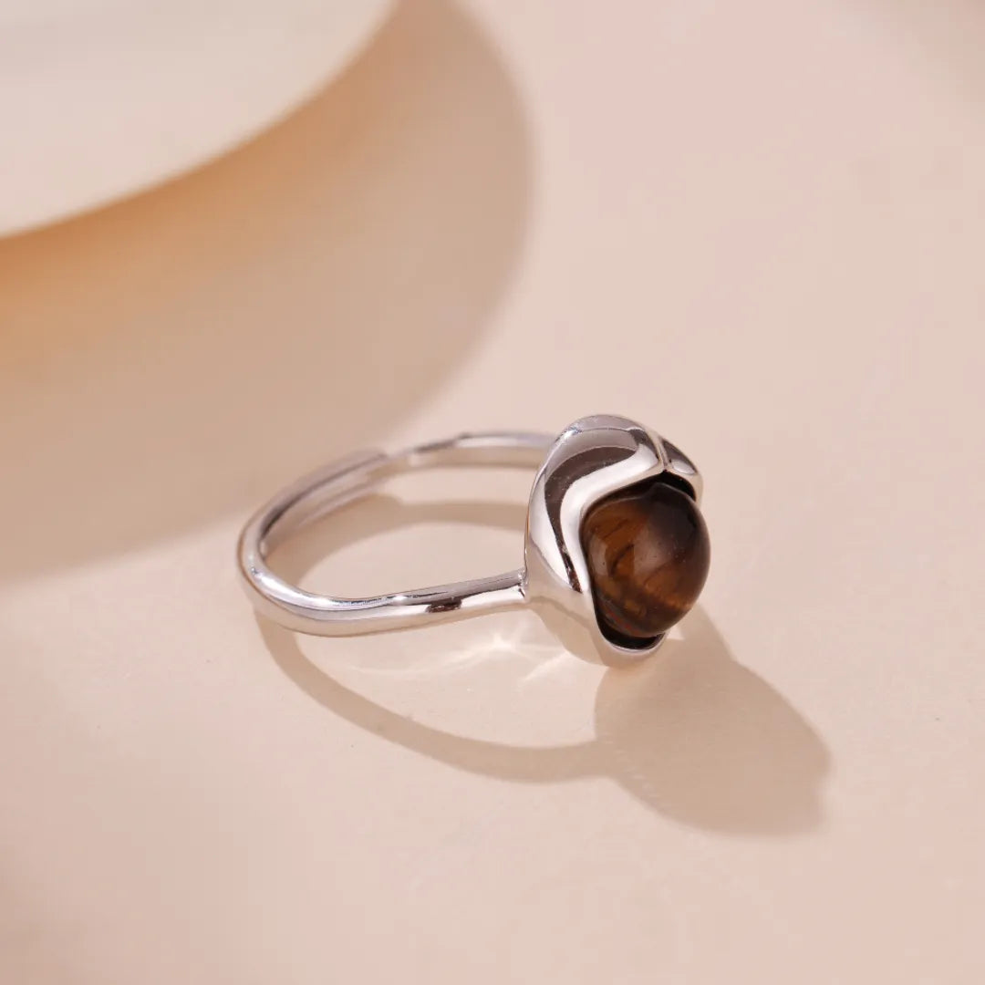 Bague Œil de Tigre "Marron Envoûtant" Argent
