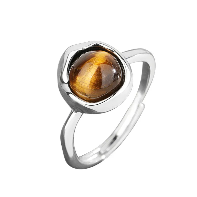 Bague Œil de Tigre "Marron Envoûtant" Argent