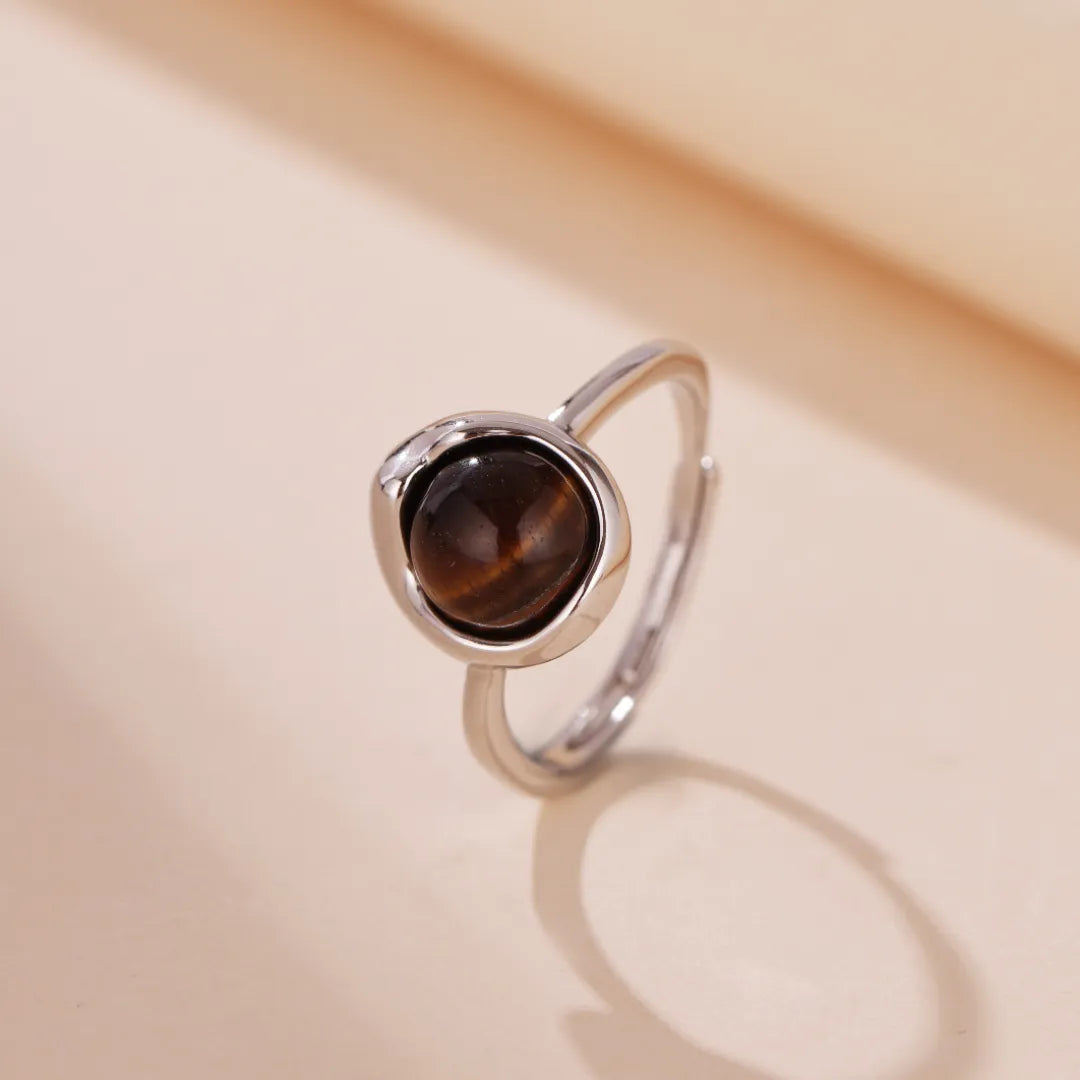 Bague Œil de Tigre "Marron Envoûtant" Argent