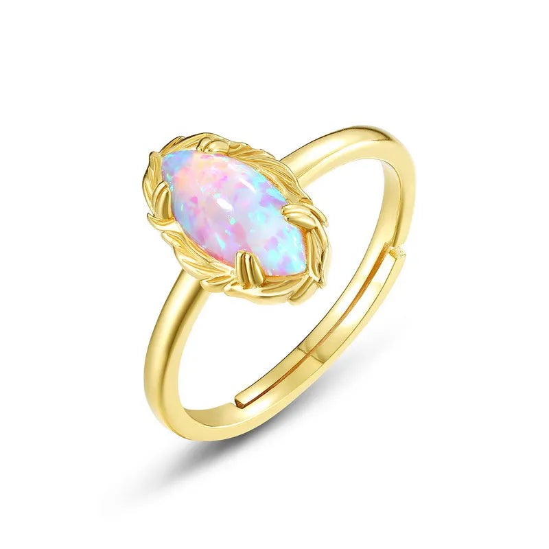 Anillo Ópalo "Aura Cautivadora" Plata Dorada Oro