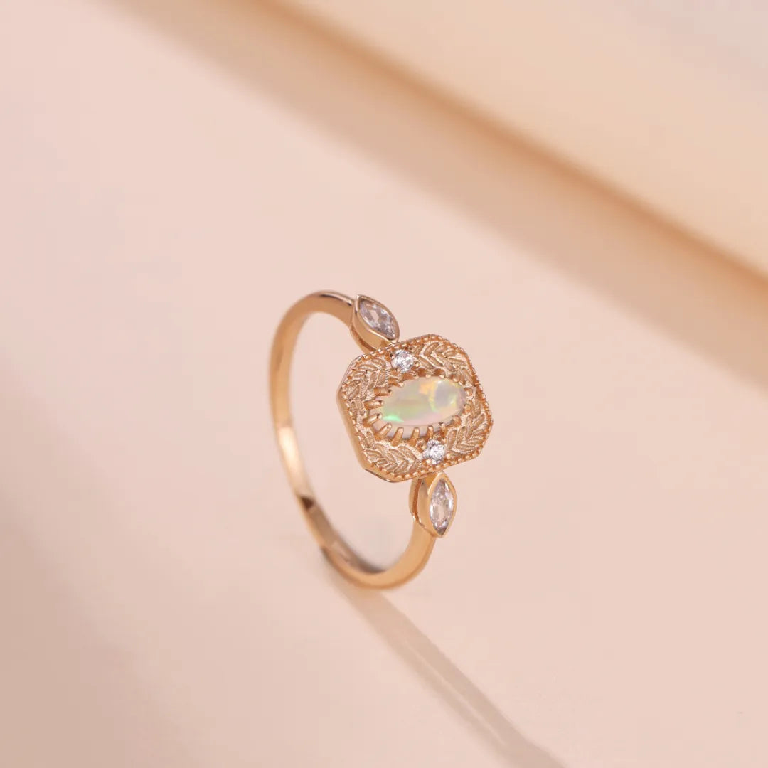 Bague Opale "Épis d'Espoir" Argent Doré Or