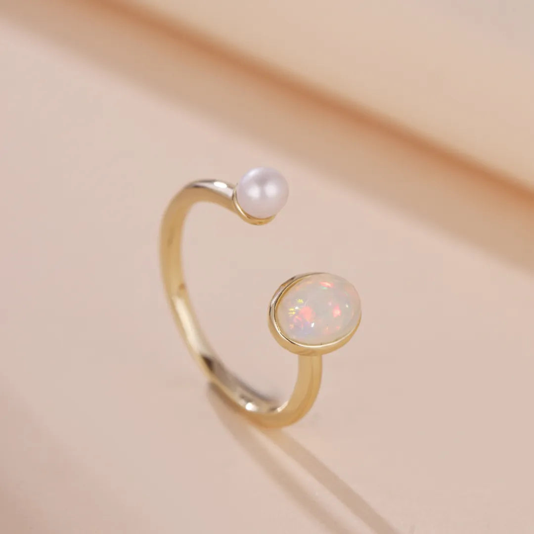 Anillo Ópalo "Reflejos Místicos" Plata Dorada Oro