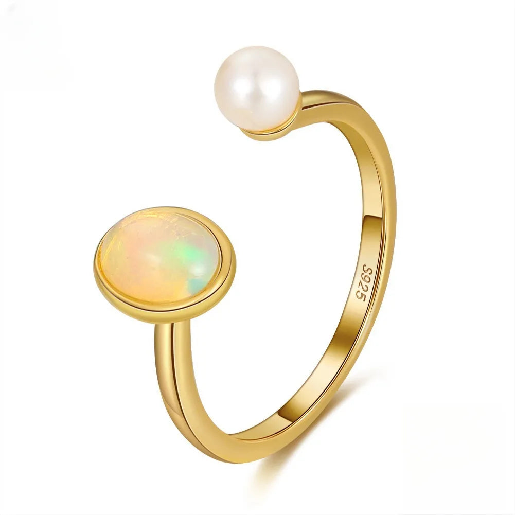 Anillo Ópalo "Reflejos Místicos" Plata Dorada Oro