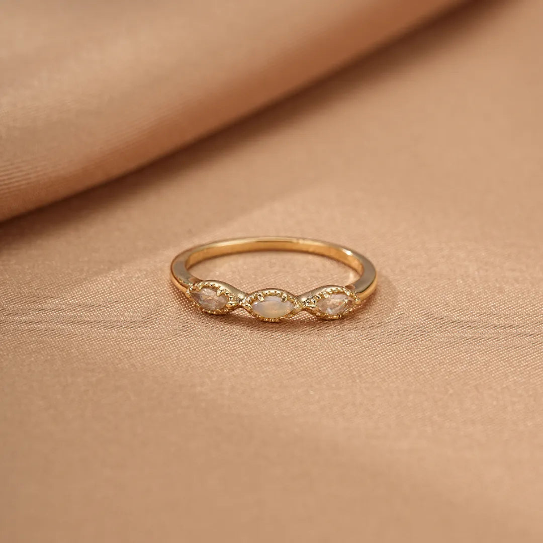 Bague Opale "Alliance Lumineuse" Argent Doré Or