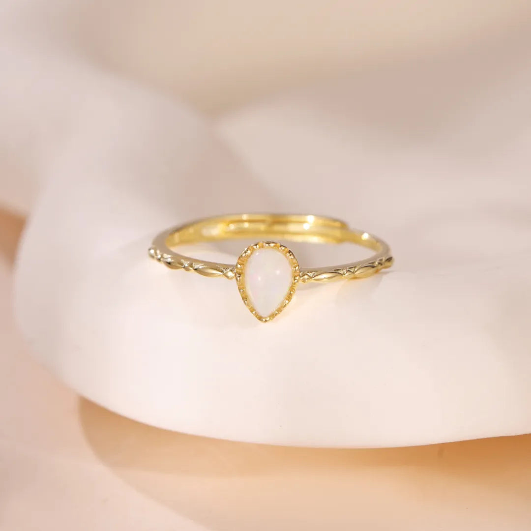 Bague Opale "Goutte Douce" Argent Doré Or