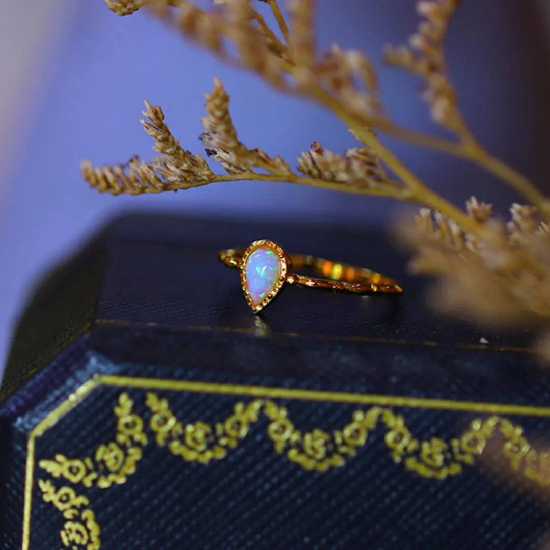 Bague Opale "Goutte Douce" Argent Doré Or