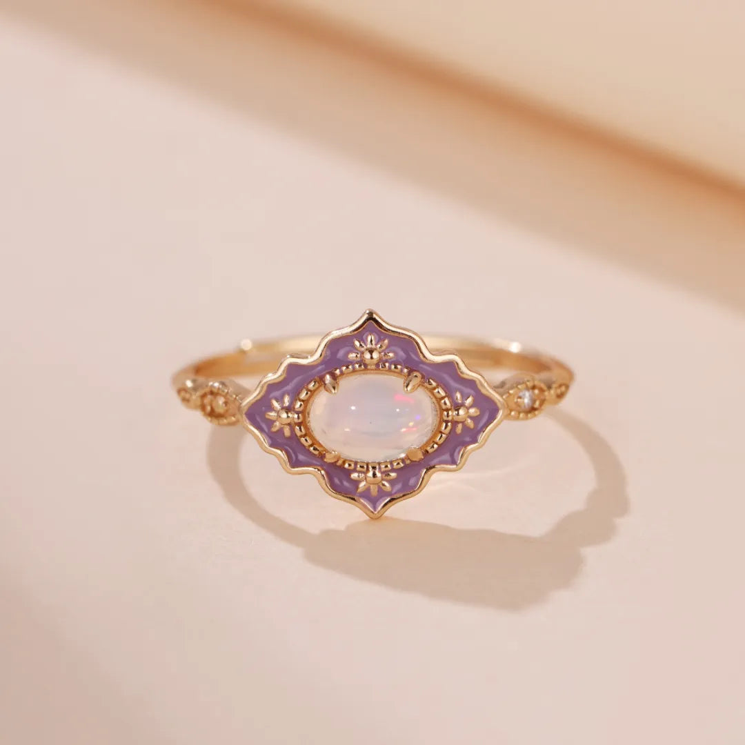 Bague Opale "Merveille Violet" Argent Doré Or