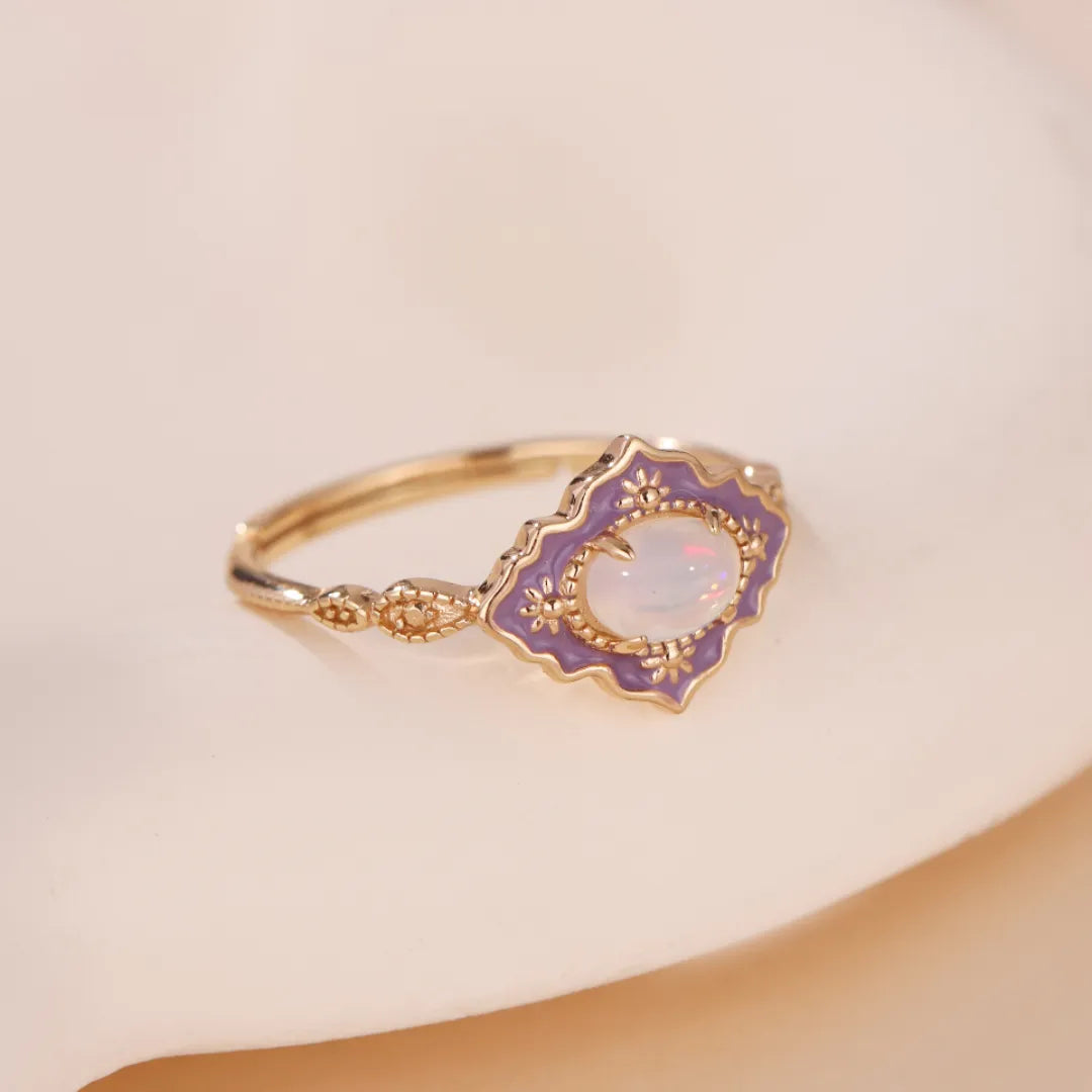 Bague Opale "Merveille Violet" Argent Doré Or