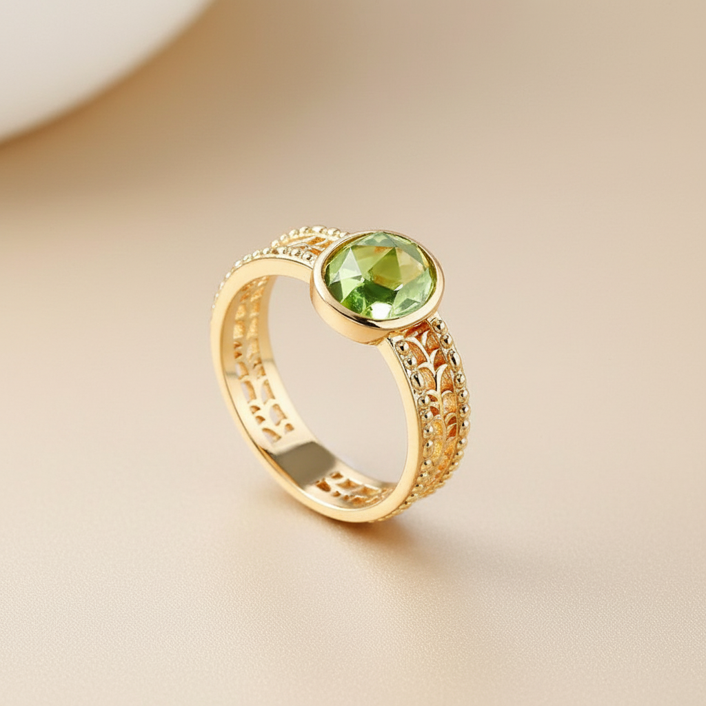 Anillo Peridoto "Encanto Relajante" Plata Dorada