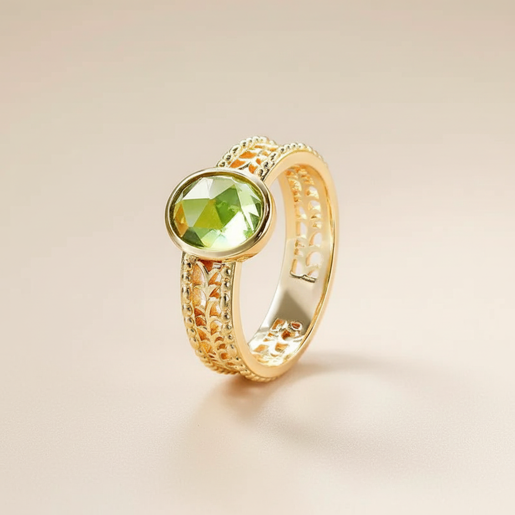 Anillo Peridoto "Encanto Relajante" Plata Dorada