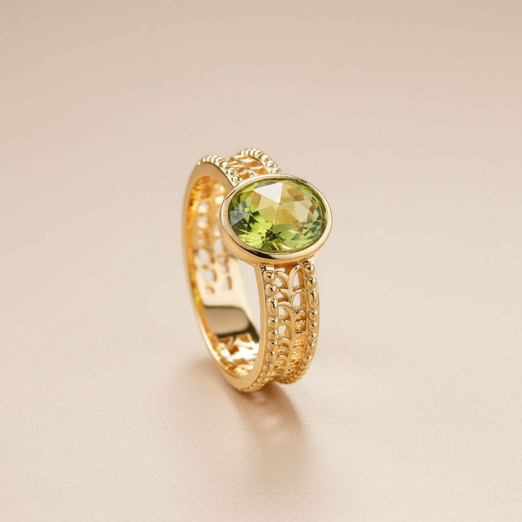 Anillo Peridoto "Encanto Relajante" Plata Dorada