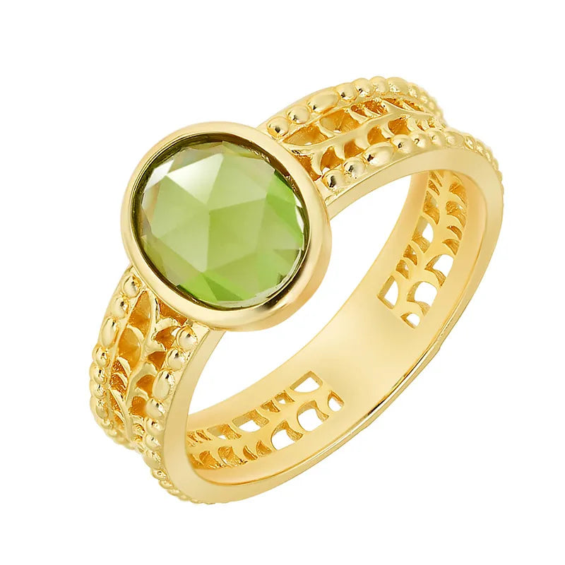 Peridot Ring "Entspannender Charme" Goldplattiert Silber
