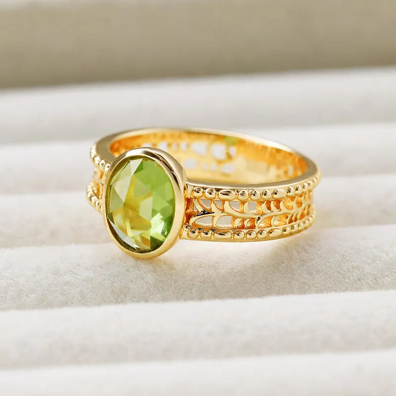 Anillo Peridoto "Encanto Relajante" Plata Dorada