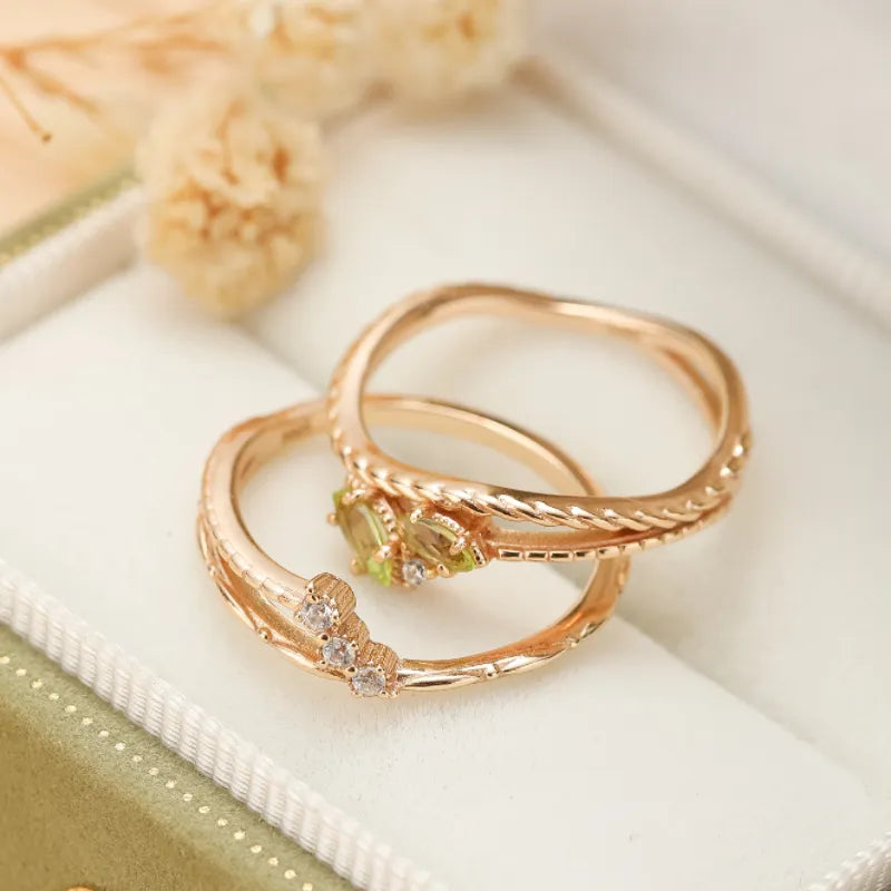 Peridot Ring "Wunderbarer Glanz" Goldplattiert Silber