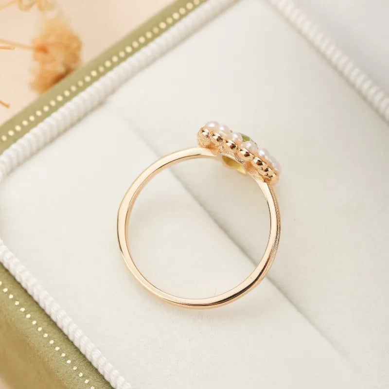 Bague Péridot et Perle "Allure Éclatante" Argent Doré Or