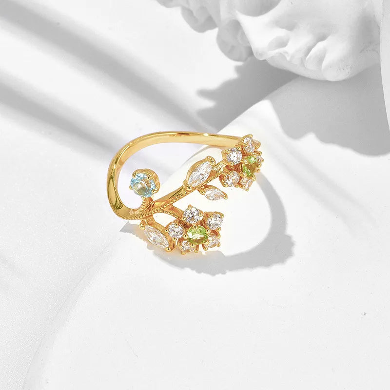Bague Péridot "Fleur de Narcisse" Argent Doré Or