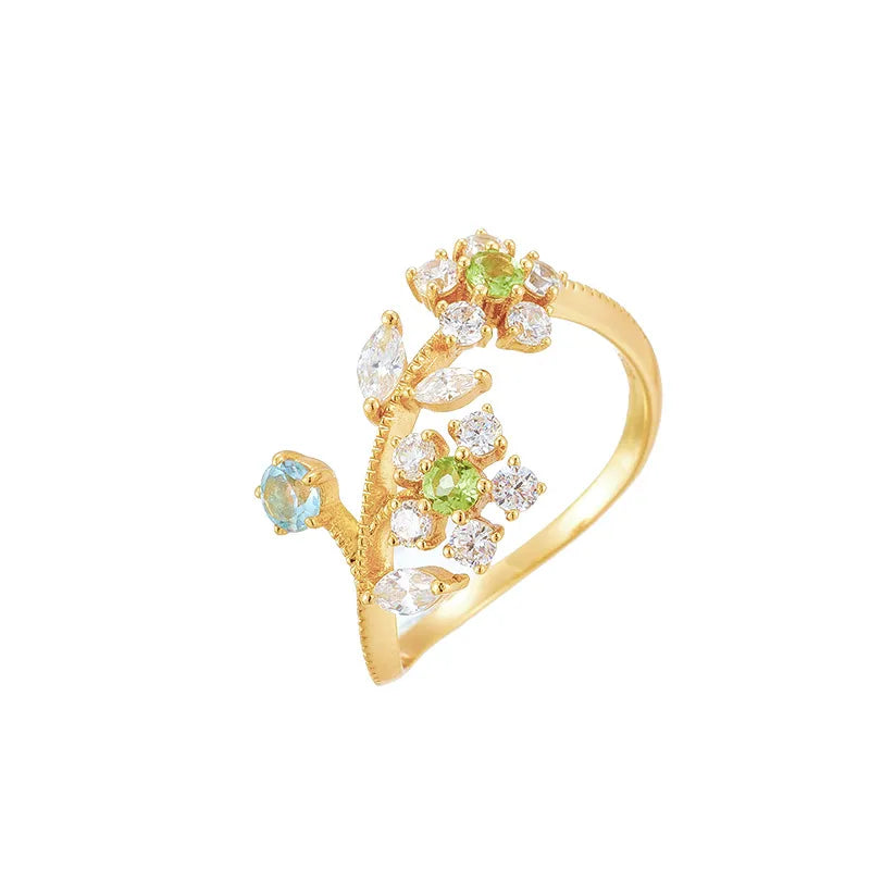 Bague Péridot "Fleur de Narcisse" Argent Doré Or