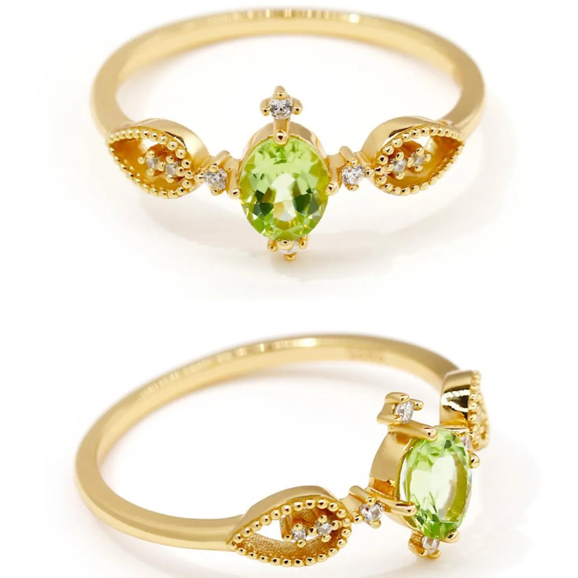 Bague Péridot "Prospérité Intérieure" Argent Doré Or