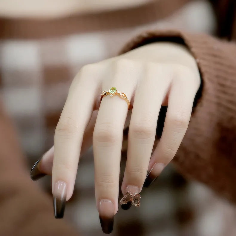 Bague Péridot "Prospérité Intérieure" Argent Doré Or