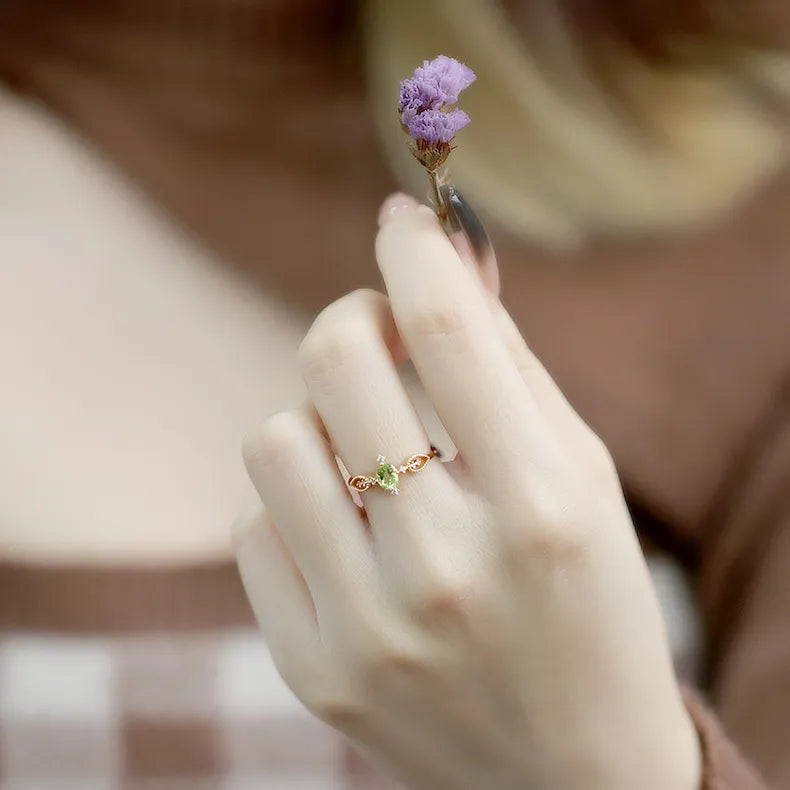 Bague Péridot "Prospérité Intérieure" Argent Doré Or