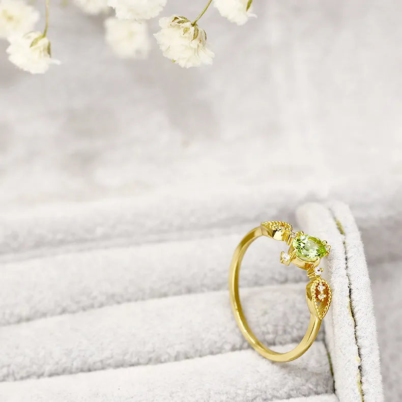 Bague Péridot "Prospérité Intérieure" Argent Doré Or