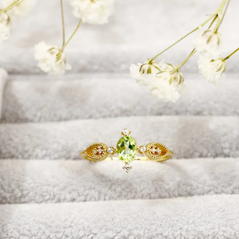 Bague Péridot "Prospérité Intérieure" Argent Doré Or