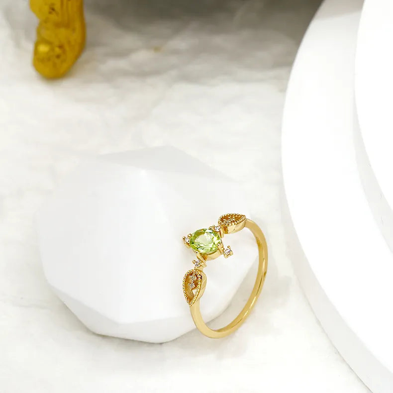 Bague Péridot "Prospérité Intérieure" Argent Doré Or