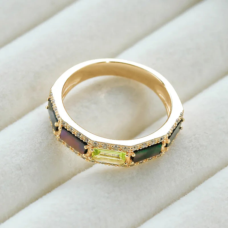 Bague Péridot "Reflets Lumineux" Argent Doré Or