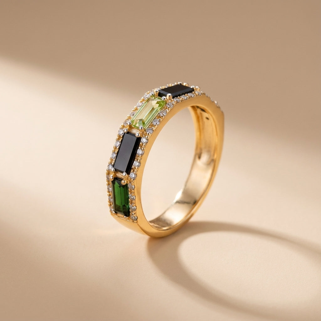 Bague Péridot "Reflets Lumineux" Argent Doré Or
