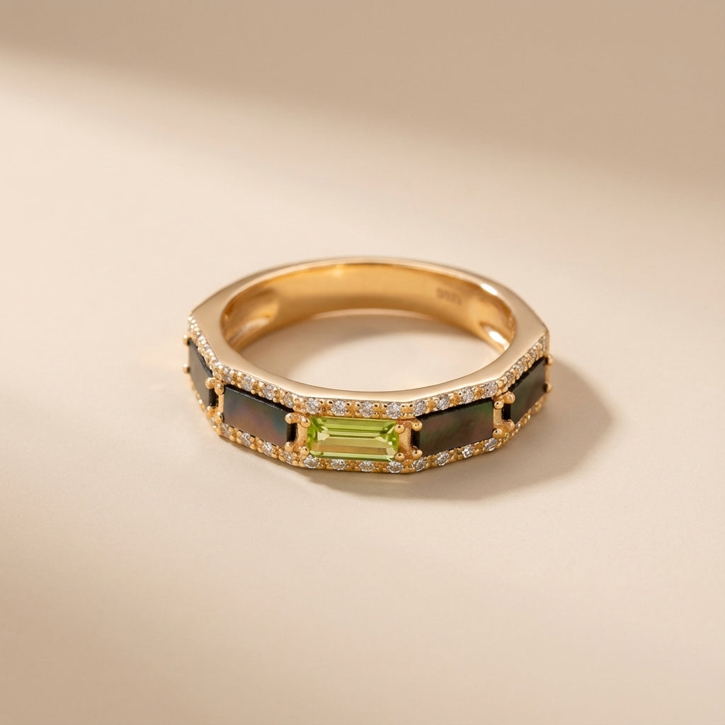 Bague Péridot "Reflets Lumineux" Argent Doré Or