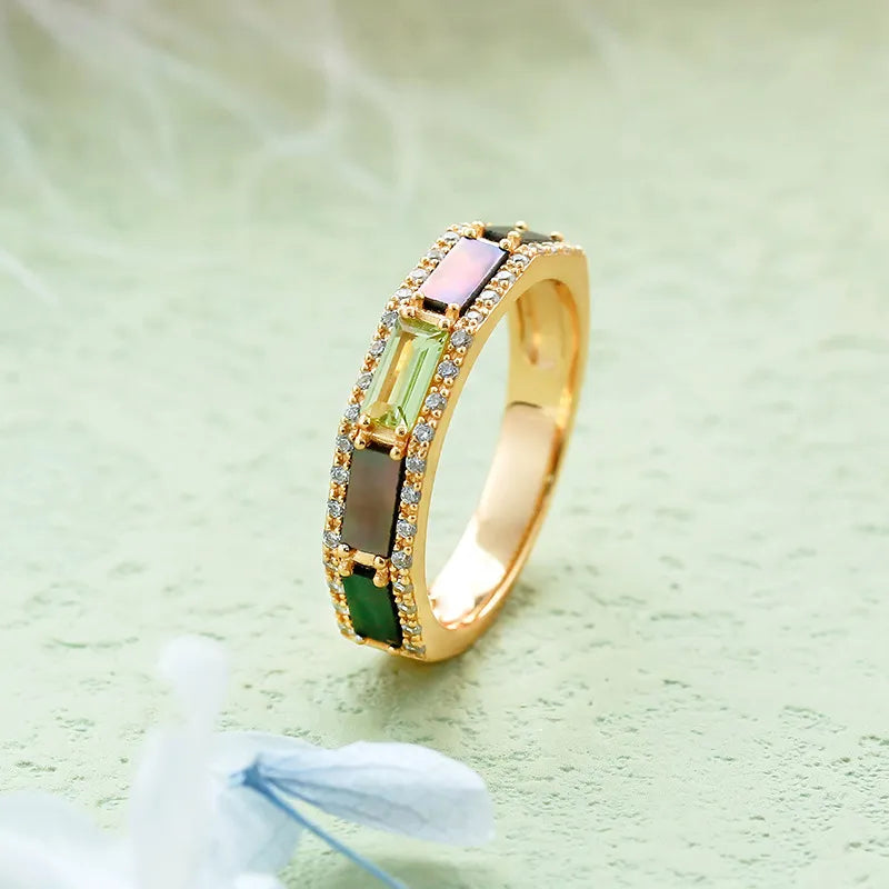 Bague Péridot "Reflets Lumineux" Argent Doré Or