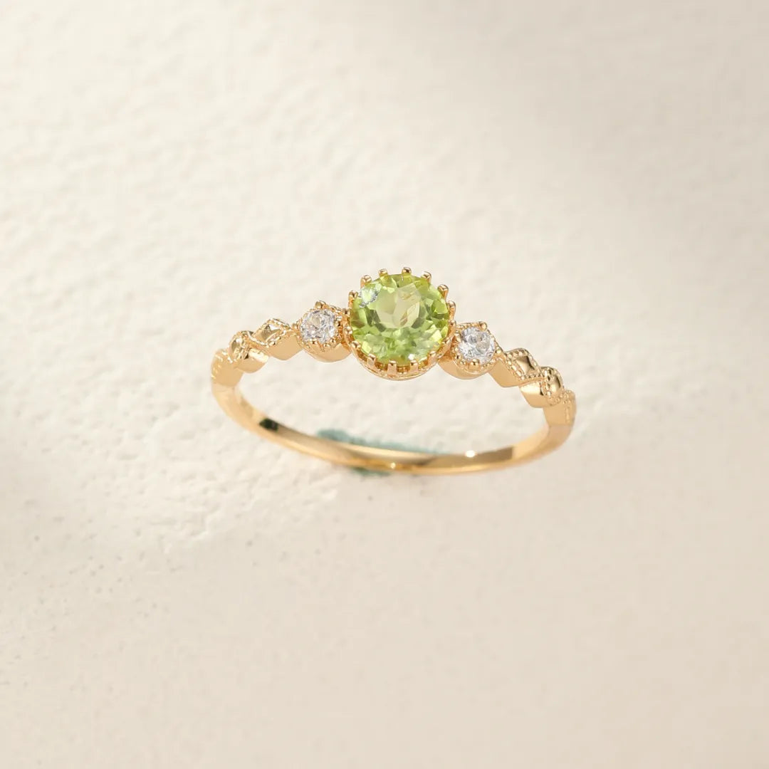 Bague Péridot "Soleil Vert" Argent Doré Or