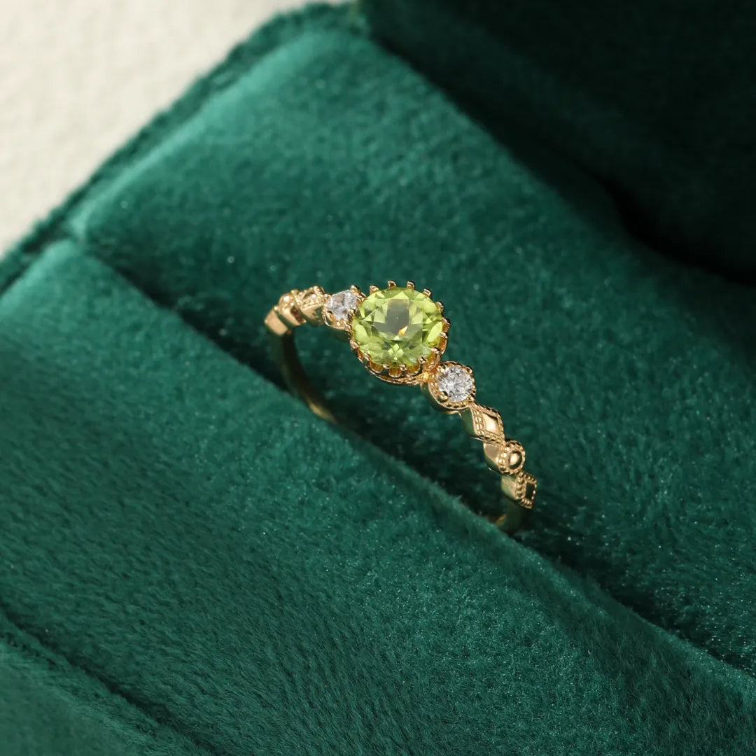 Bague Péridot "Soleil Vert" Argent Doré Or