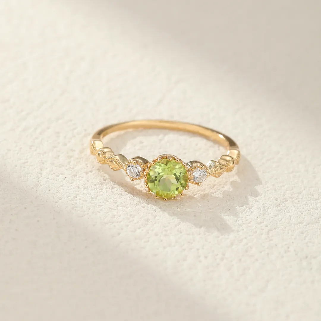 Bague Péridot "Soleil Vert" Argent Doré Or