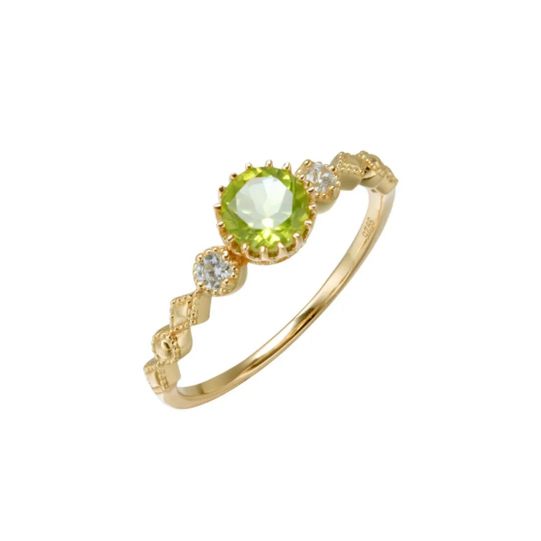 Bague Péridot "Soleil Vert" Argent Doré Or