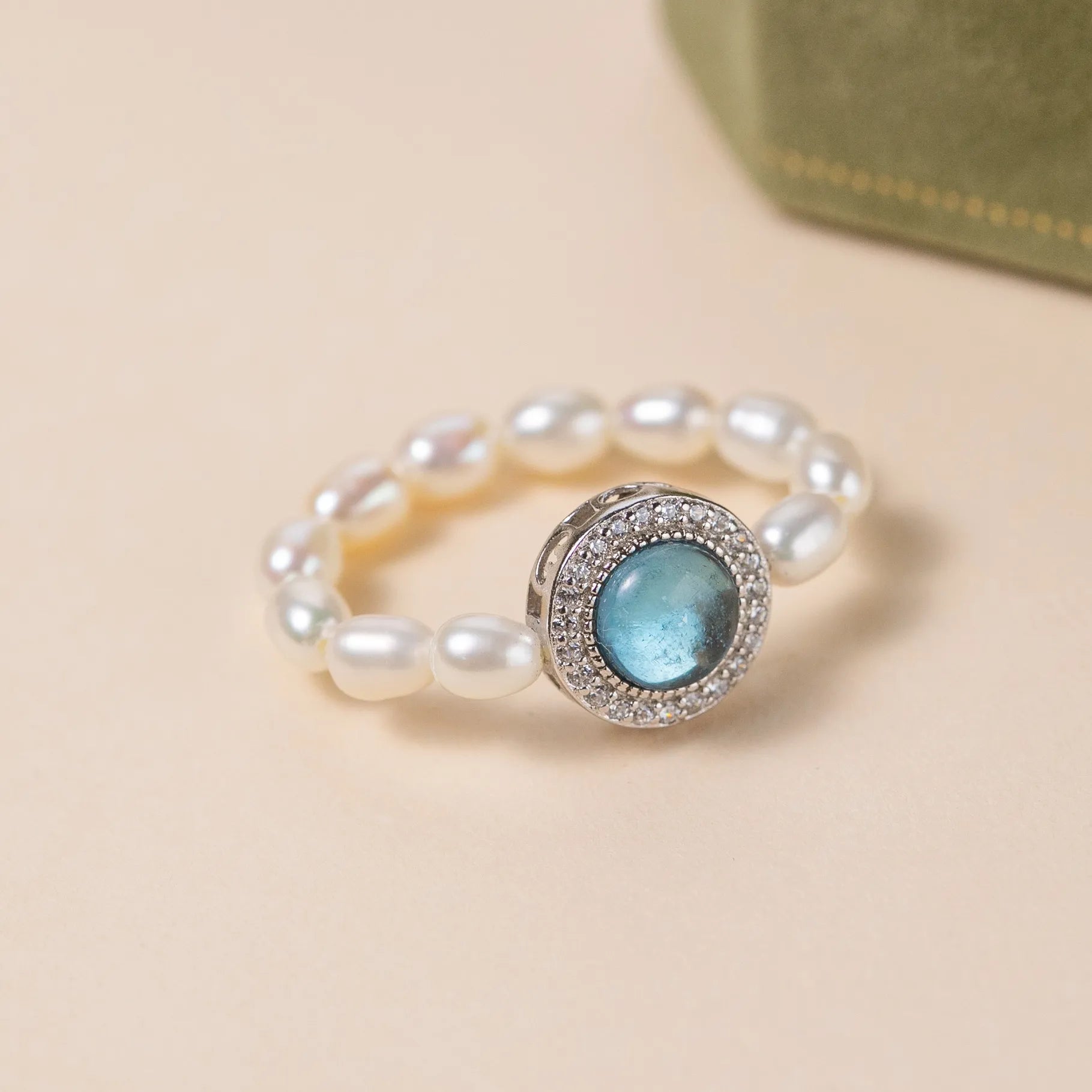Bague Perle Aigue Marine "Élégance Océanique" Argent