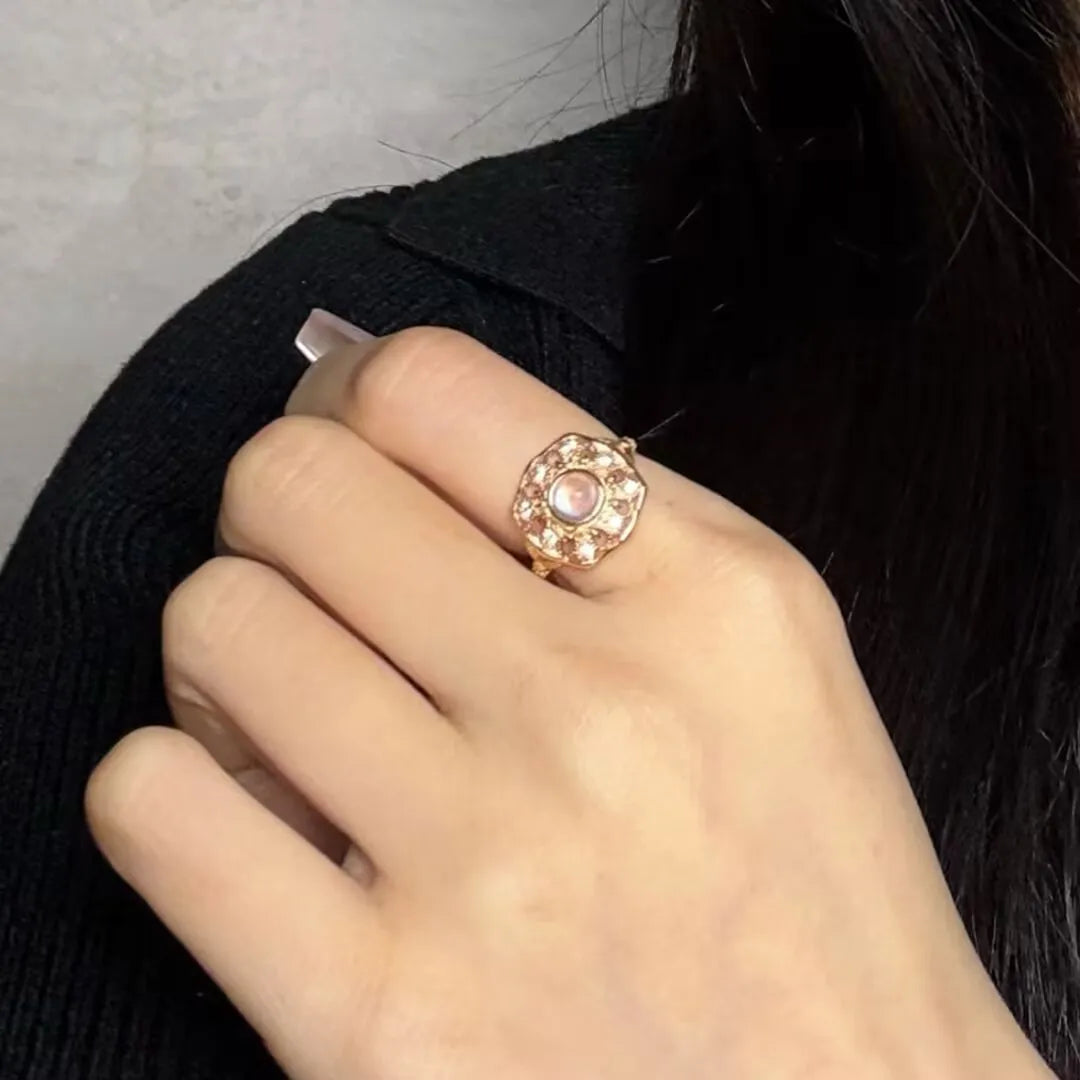 Anello Pietra di Luna "Riflesso Incantevole" Argento Dorato Oro